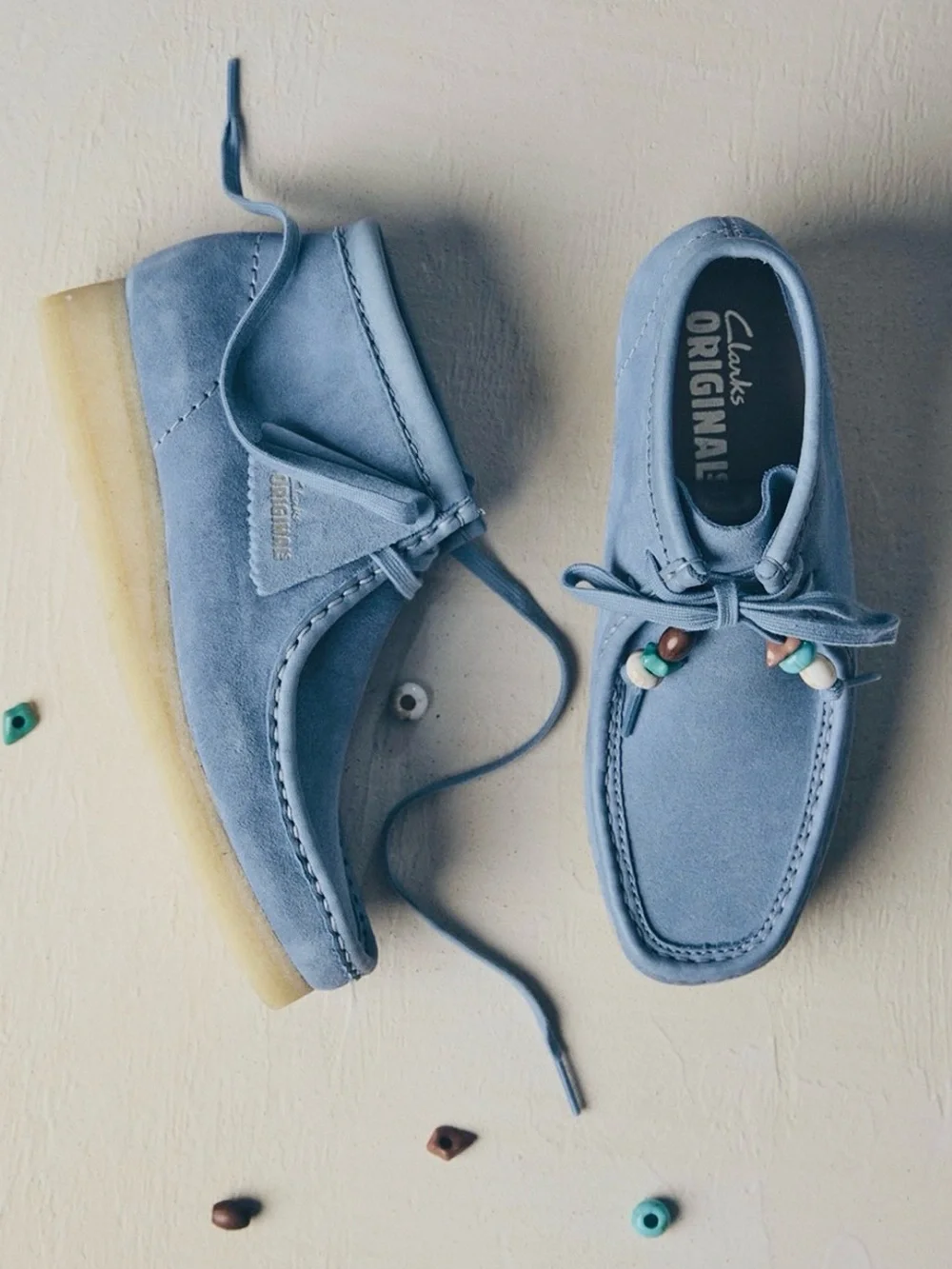 Clark’s Original NWT Wallabee Boot 10 Powder Blue Suede Leather Lace Up Unisex